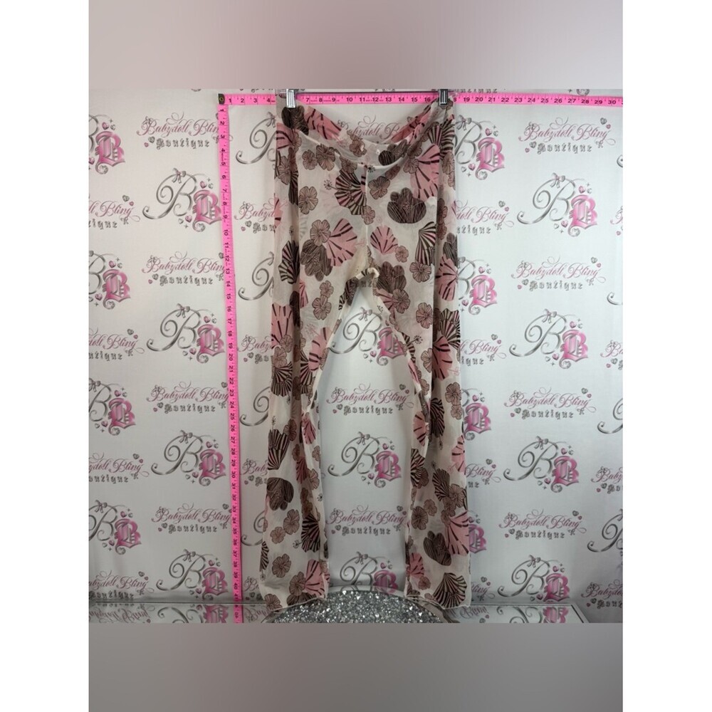 Massimo pants stretchy pink Sheer Floral Wide Leg Pants - Pink, Brown and White